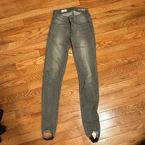 Gray acid wash GAP skinny jeans with boot strap